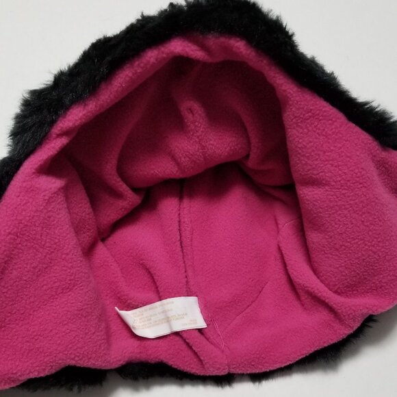 THE ORIGINAL ARIZONA CO. Faux Fur Black Pink Cat Girl's Youth Winter Hat EUC - Picture 4 of 5